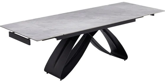 Stôl MATEO 160–240 cm sivý mramor/čierna