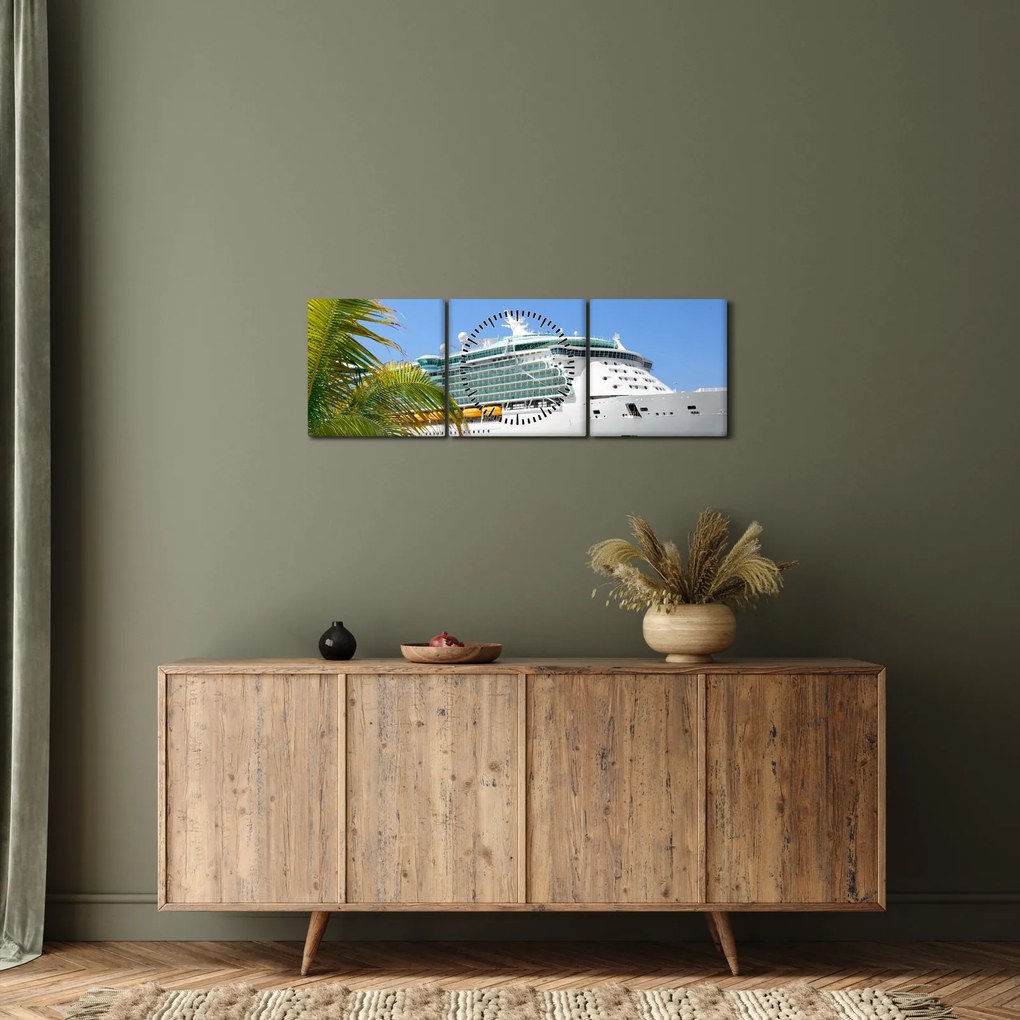 Obraz - Výletná loď (s hodinami) (90x30 cm)