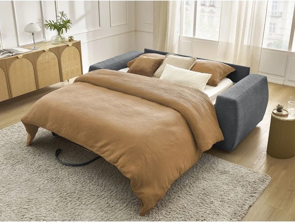 Tmavosivá ženilková pohovka na každodenné spanie/rozkladacia 240 cm Hugo – Bobochic Paris