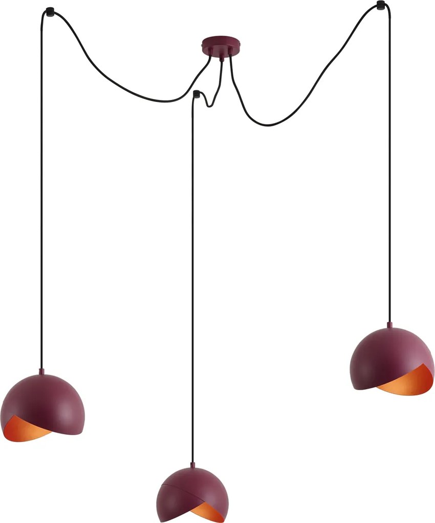 Dizajnová červená závesná lampa s opálovým sklom 3-svetelná - Tulip