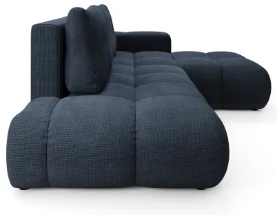 Rozkladacia rohová čalúnená sedacia súprava ALMADA do tvaru L s úložným priestorom, pravé prevedenie, modrá