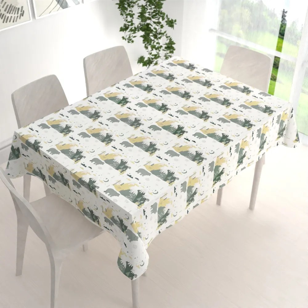 Biante Zamatový obdĺžnikový obrus Tamara TMR-031 Medvede v horách 130x180 cm