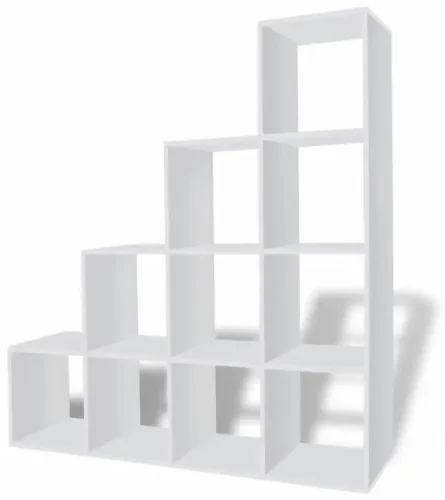 vidaXL Regál na knihy/policový regál v tvare schodov 142 cm, biely-