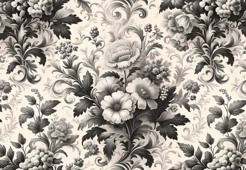 Fototapeta - Čiernobiele kvety (147x102 cm)