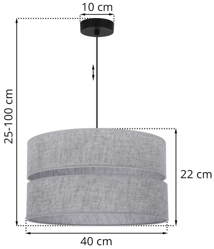 Závesné svietidlo Len, 1x šedé textilné tienidlo, (fi 40 cm), b