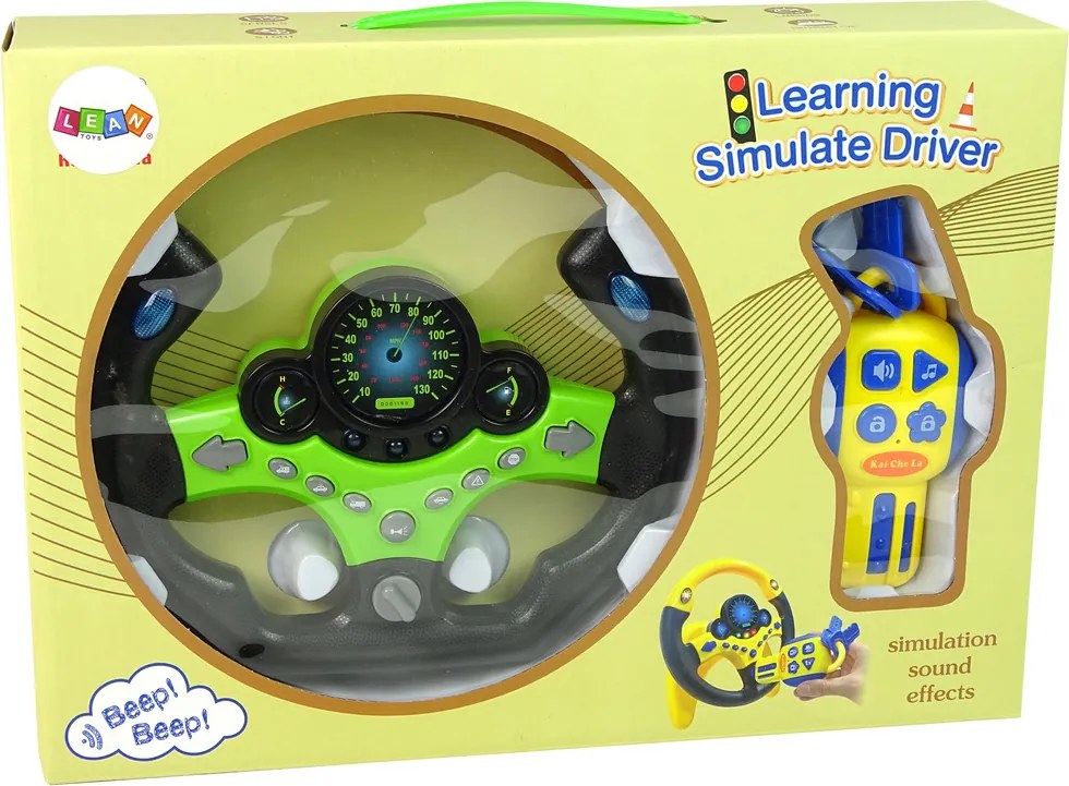 LEAN Toys Sada volantov Kľúče na volante Zvuk Svetlá Zelená