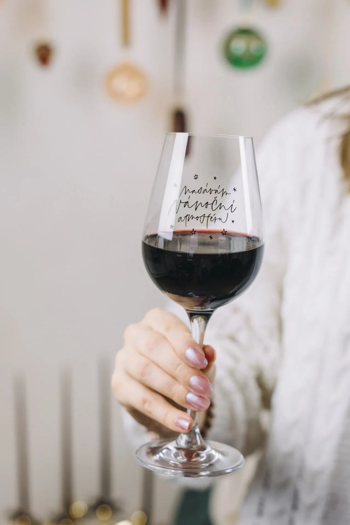 Bella Rose Pohár na víno Nasávám vánoční atmosféru + vianočná krabička – CZ