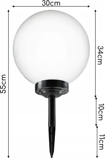 LED solárna lampa LED/1,2V 6500K 200 mAh pr. 30 cm IP44 biela/čierna