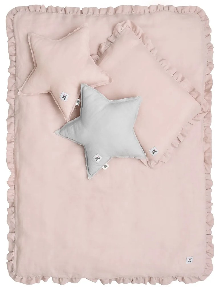 Bellamy Ľanový set paplóna a vankúša do postieľky DUSTY PINK, vel. S