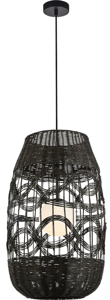 Závesné svietidlo Arona, 1x čierne ratanové tienidlo, (fi 40cm), b