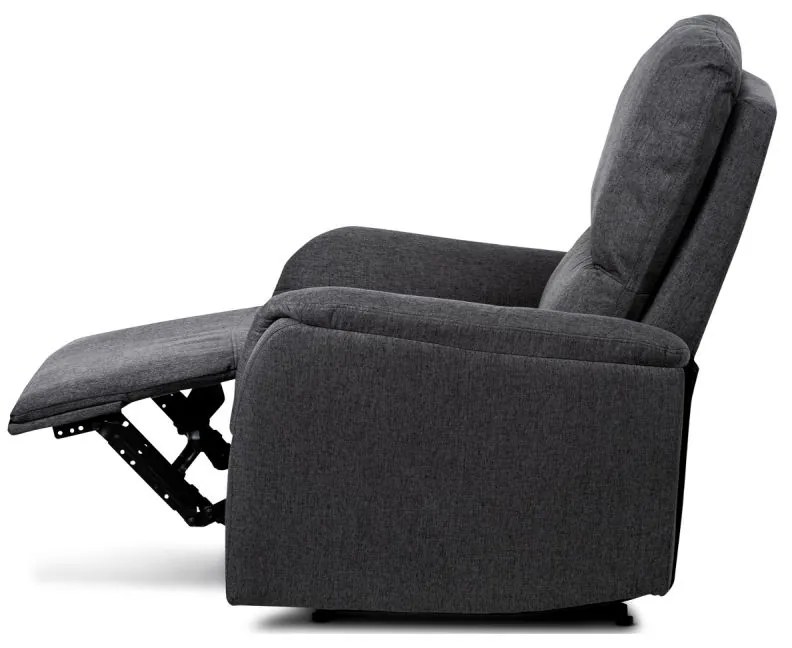 Relaxačné kreslo čalúnené sivou látkou