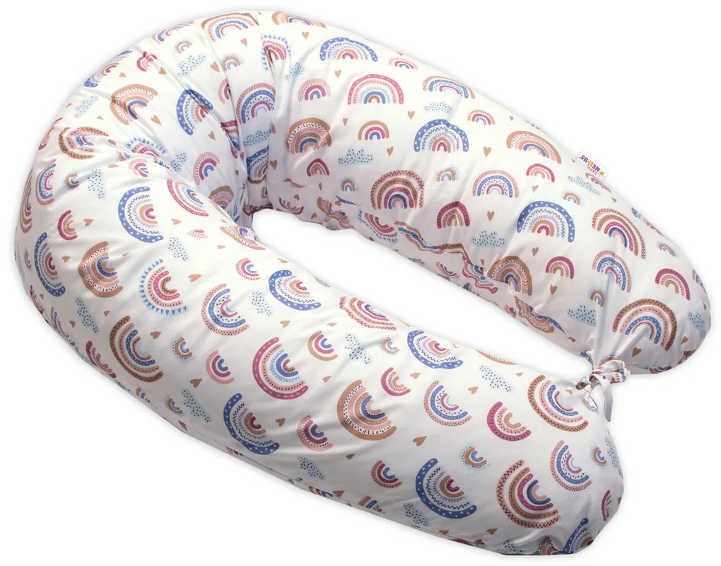 Baby Nellys Dojčiace vankúš/relaxačná poduška, PES guličky, Dúha, pudrová