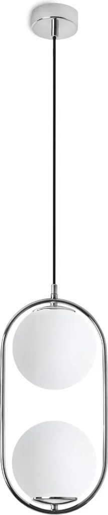 Závesné svietidlo Florence, 2x biele sklenené tienidlo, ch, U