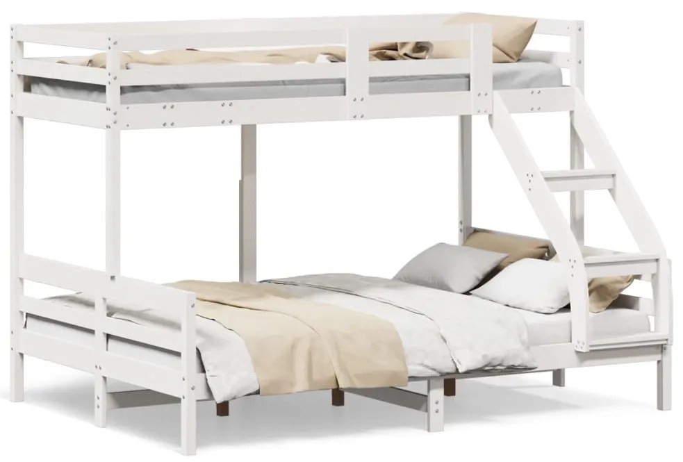 Poschodová posteľ 90x200/140x200 cm biela masívna borovica 3207190