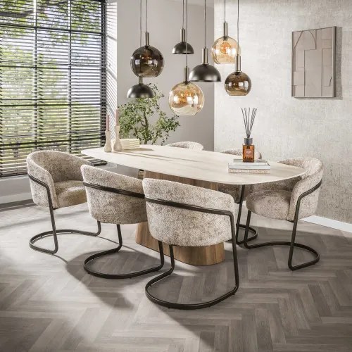 Jedálenský stôl 45-73 Romano 215x105cm Ceramic Travertine - Komfort-nábytok