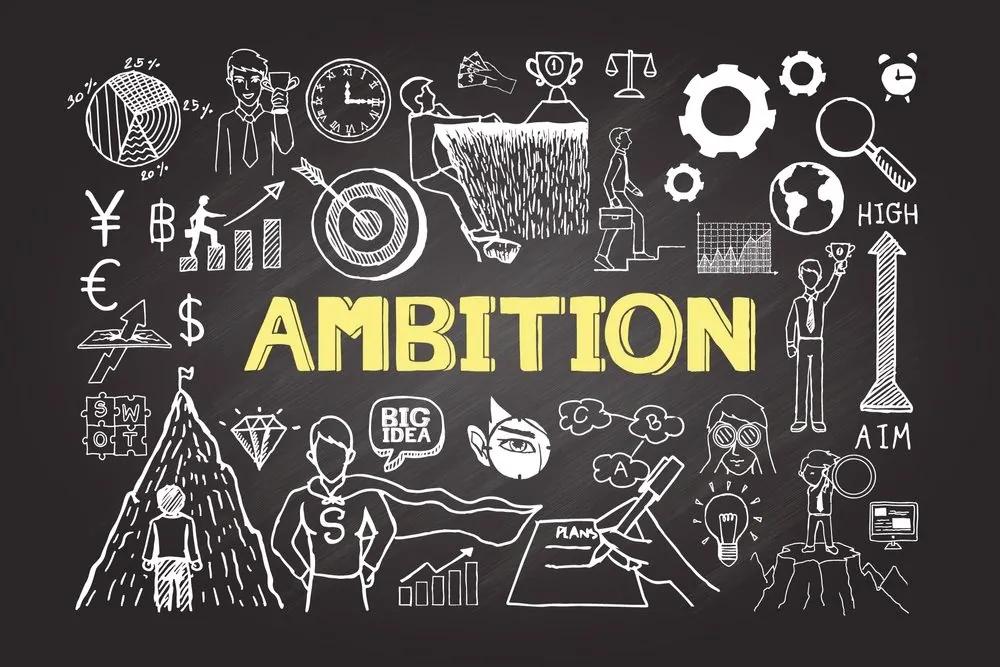 Tapeta motivačná tabuľa - Ambition - 450x300