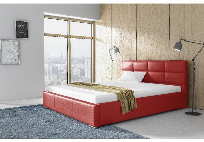 Elegantná posteľ Garret s úložným priertorom červená eko koža 200 x 200