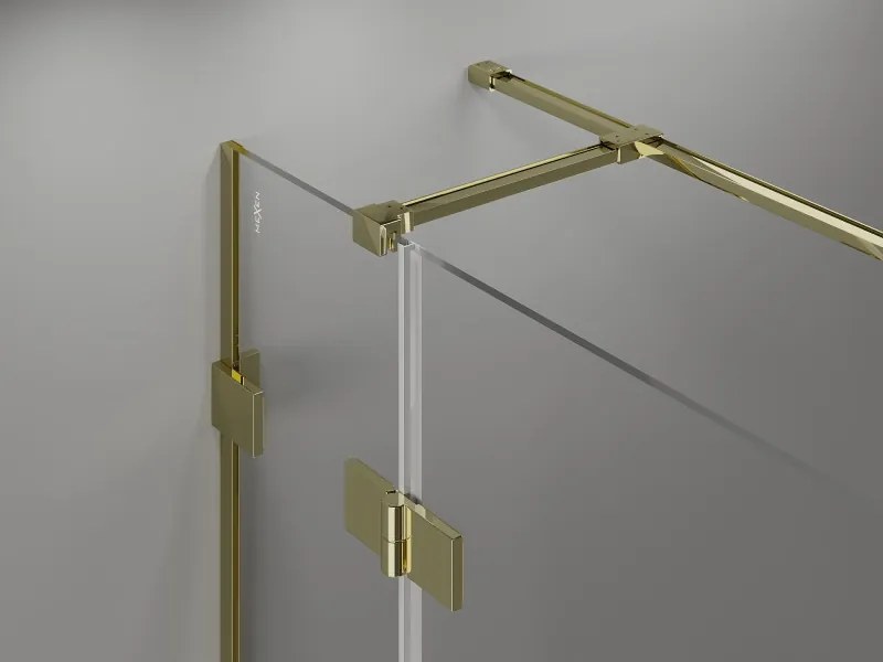 Mexen Lunar T, sklápací sprchový kút ľavý 135 x 70 cm, 8mm číre sklo, zlatý profil, 834T-135-070-50-00-L
