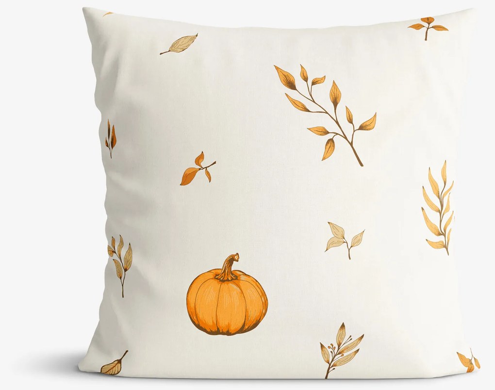 Goldea bavlnená obliečka na vankúš - jesenné tekvice a lístky 45 x 45 cm