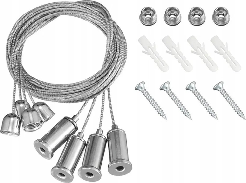 Stropné montážne káble na zavesenie LED panelových svietidiel, oceľové, 1,5 m, kábel