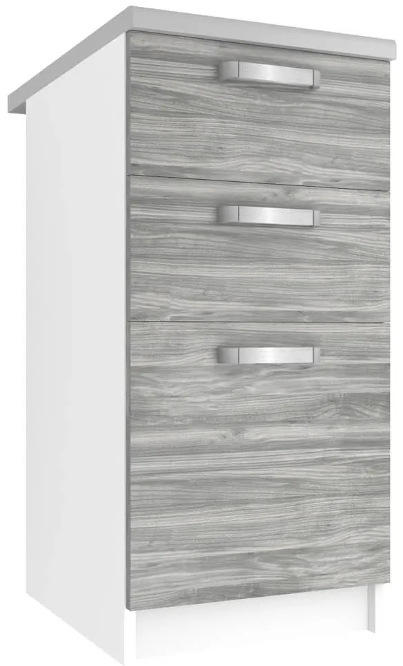 Kuchynská skrinka Belini spodná so zásuvkami 40 cm šedý antracit Glamour Wood s pracovnou doskou TOR SDSZ40/0/WT/GW/0/U