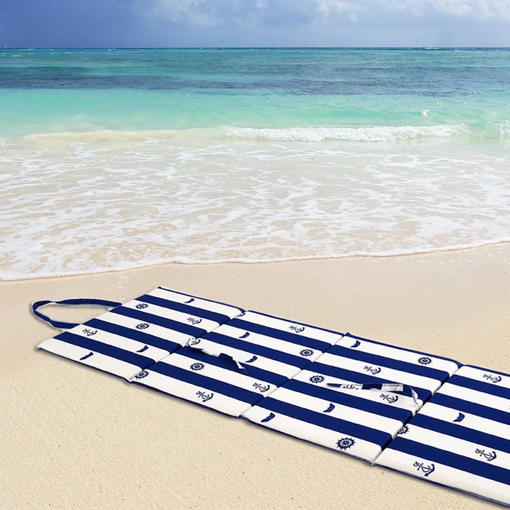Plážové ležadlo PRUH A KOTVIČKA 137x49 cm, modro-biele