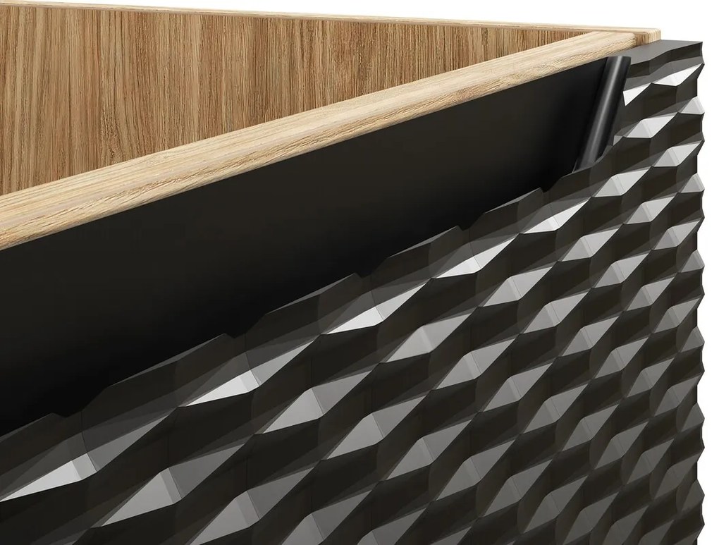 Závěsná skříňka Ocean s deskou 70 cm černá/dub olejovaný