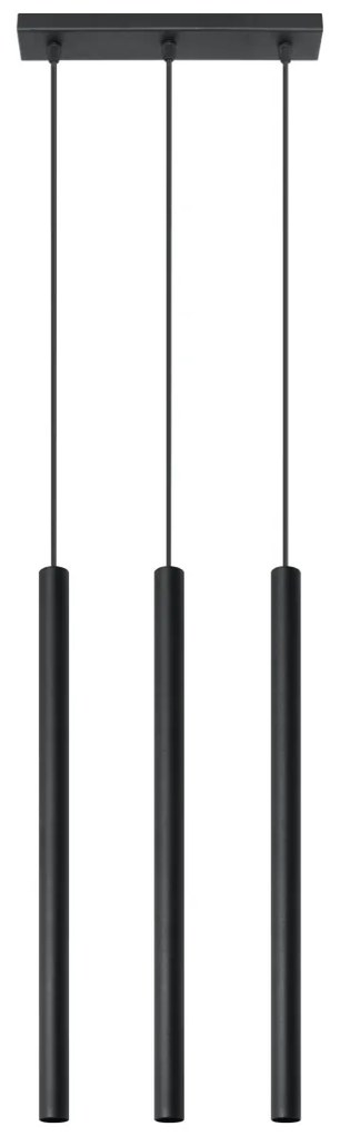 Závesné svietidlo Pastelo, 3x čierne kovové tienidlo