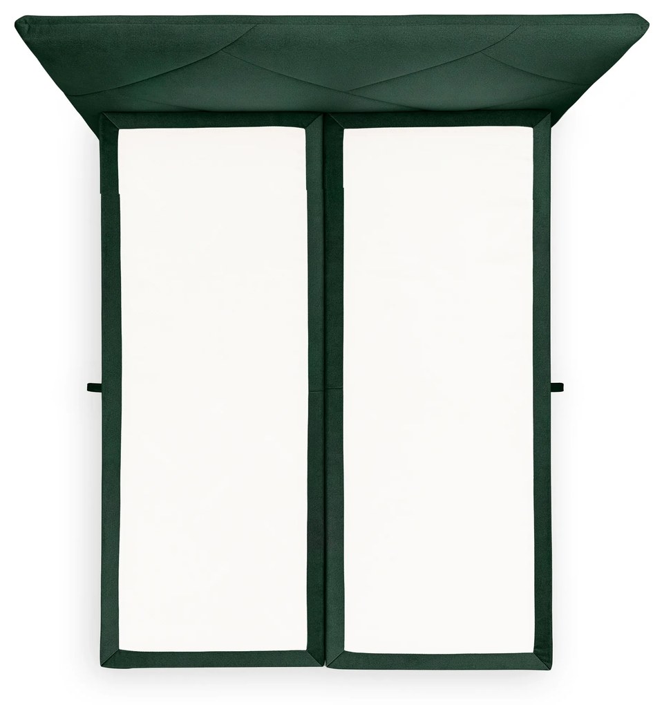 Posteľ Boxspring Wasil 160x200 s úložným priestorom - zelený hydrofóbny zamat Element 12