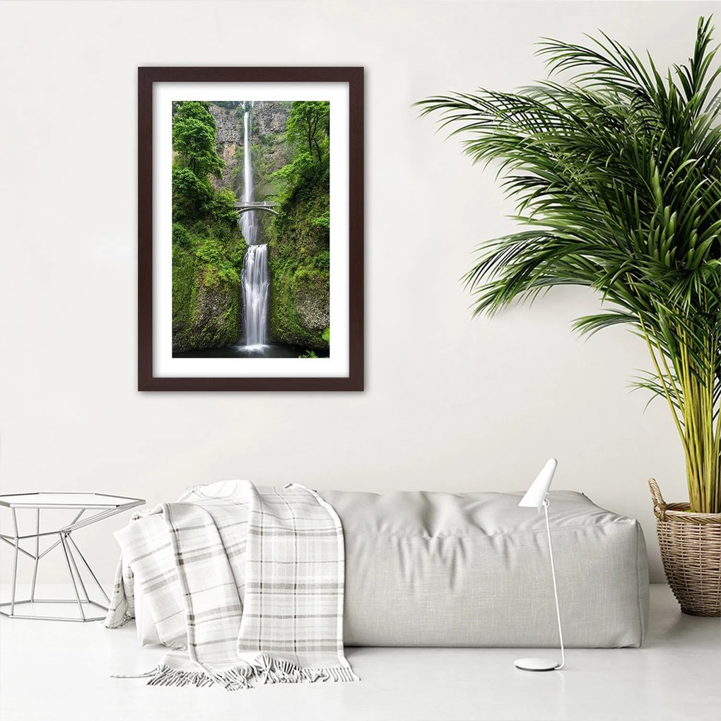 Gario Plagát Most cez vodopád Farba rámu: Bez rámu, Rozmery: 20 x 30 cm