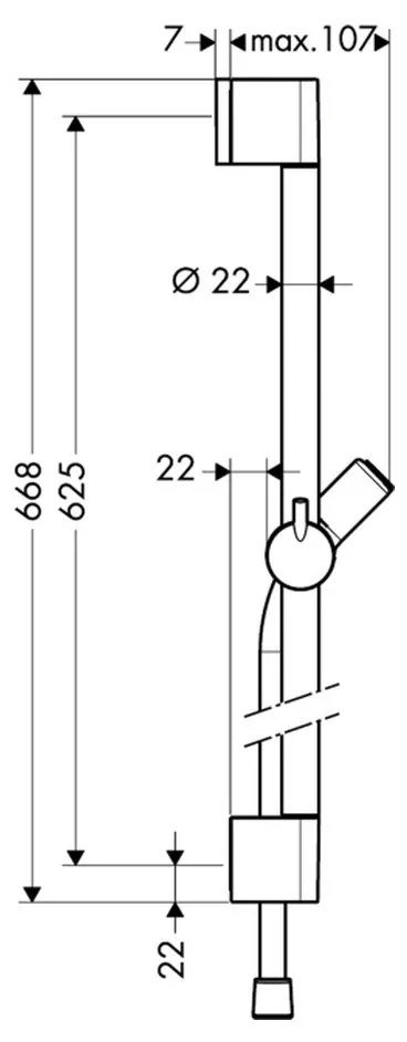 Hansgrohe Unica, sprchová tyč C 650 mm so sprchovacou hadicou Isiflex 1600 mm, chrómová, HAN-27611000