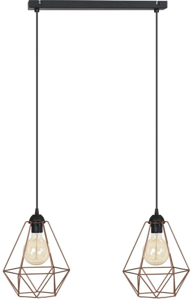 Závesné svietidlo Fusion, 2x medené drôtené tienidlo