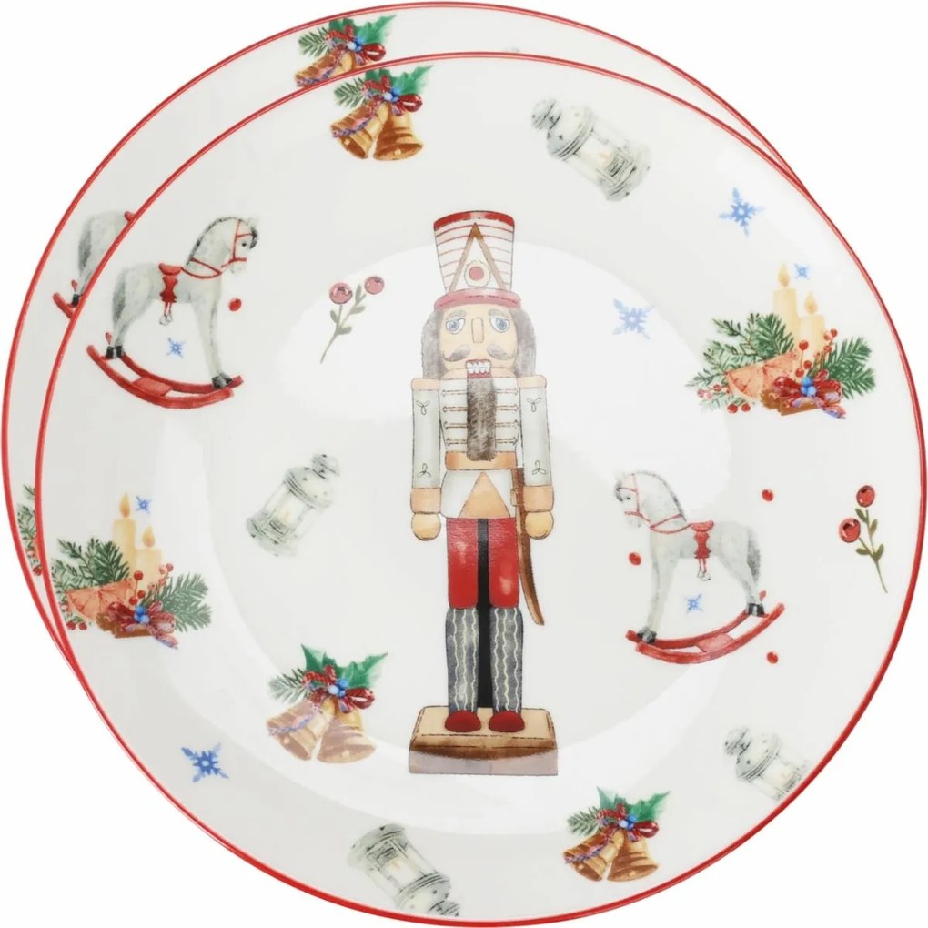 Súprava 2 porcelánových dezertných tanierov Luskáčik, 19 cm