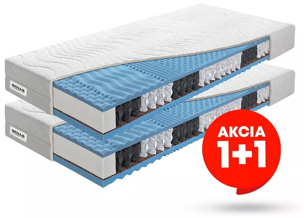 Taštičkový matrac Benab Hefaistos Plus 2.0 200x90 cm (T3/T4) *AKCIA 1+1. Akcia 1+1: certifikovaný ortopedický a antialergický obojstranný matrac pre maximálne pohodlie, s masážnymi nopkami a prírodným kokosovým vláknom. 763306