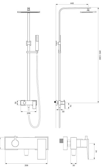 OMNIRES PM7444CR - Sprchová sada s batériou PARMA lesklý chróm