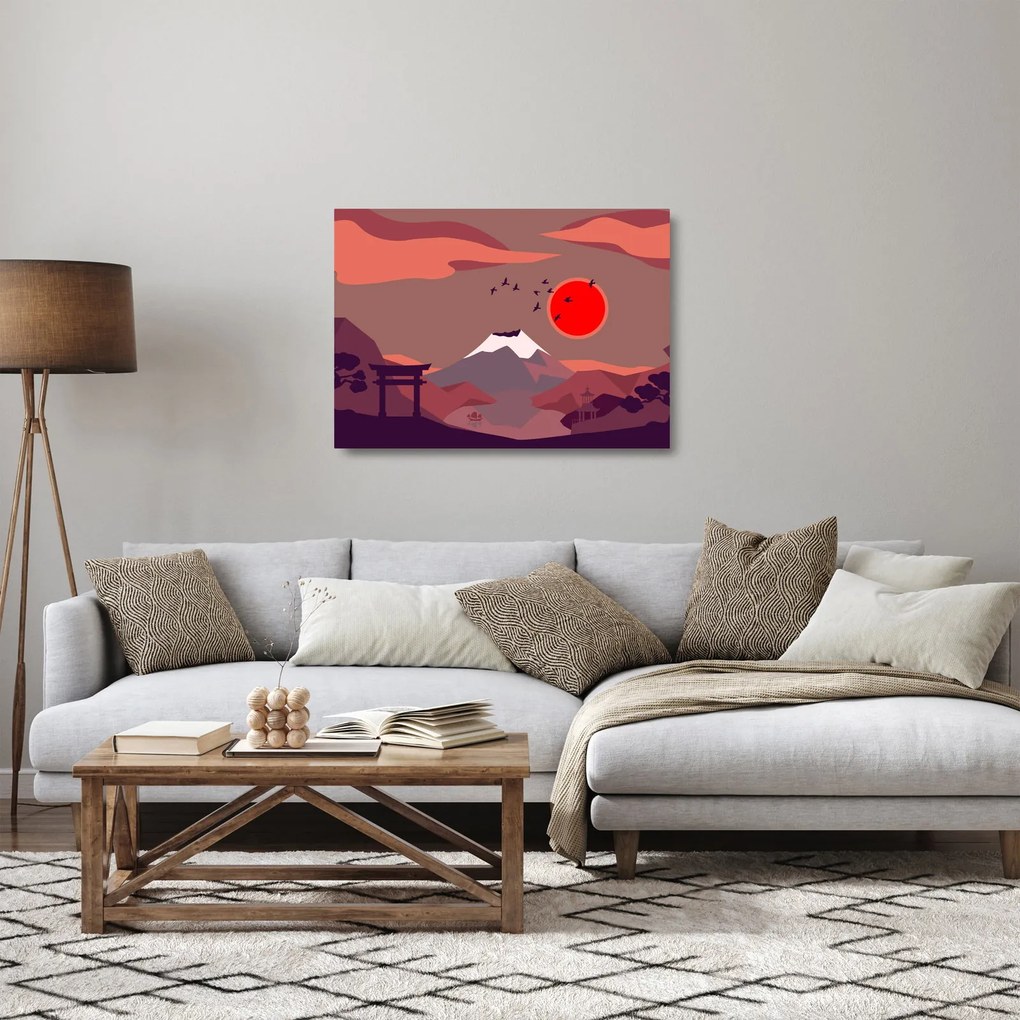 Sklenený obraz - Hory Fudži (70x50 cm)