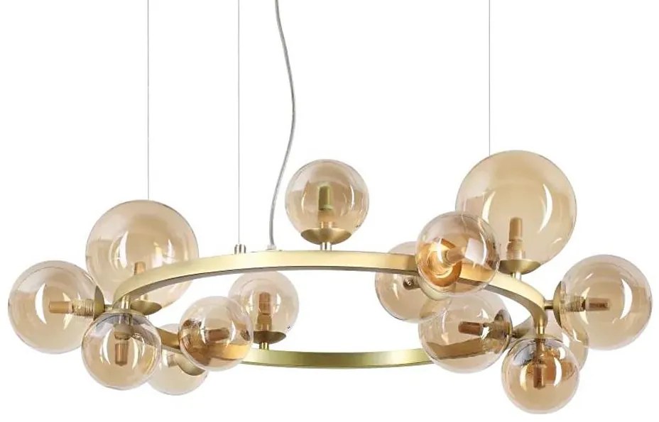 Ideal Lux - LED Luster na lanku PERLAGE 14xG9/3W/230V pr. 85 cm zlatá/dymová