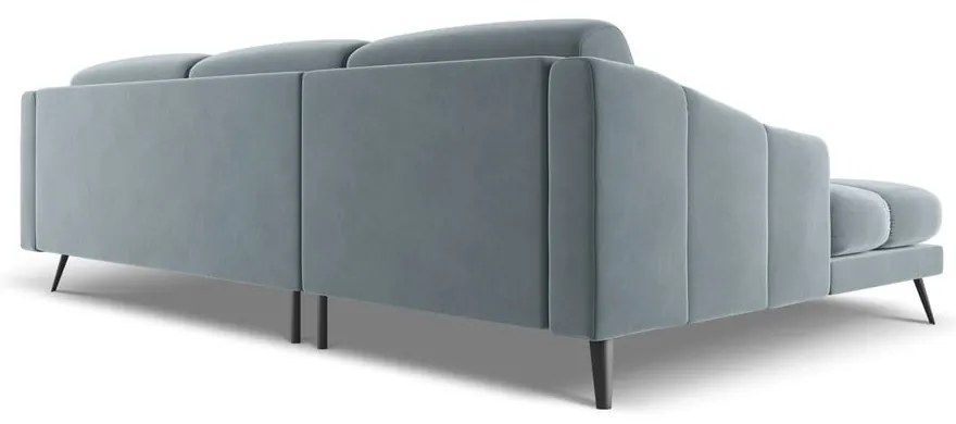 Svetlomodrá zamatová rohová pohovka (ľavý roh) Nalu – Makamii