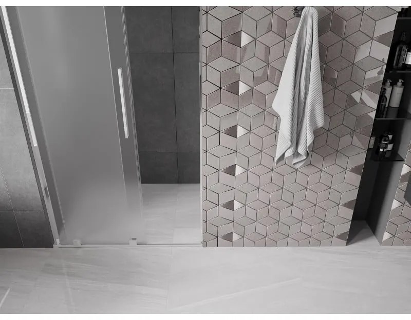 Mexen Velar L, posuvné sprchové dvere do otvoru 110 cm, 8mm sklo námraza, chrómová, 871-110-003-31-01