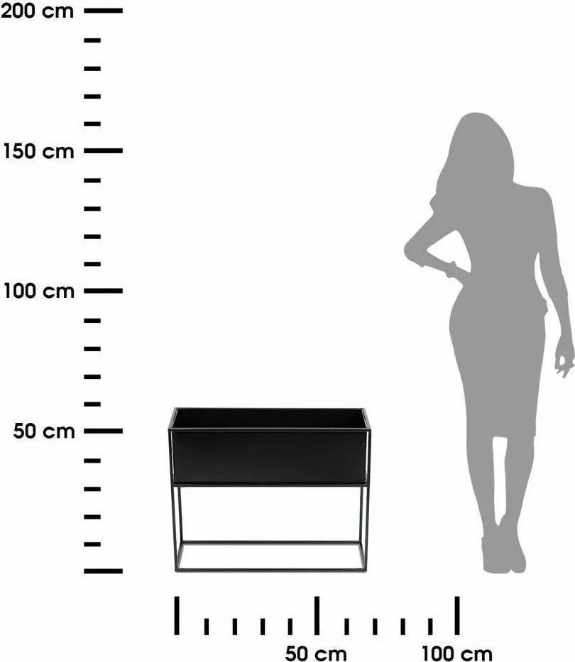 KOVOVÝ KVETINÁČ SO STOJANOM RECT 50X24X64 CM ČIERNA