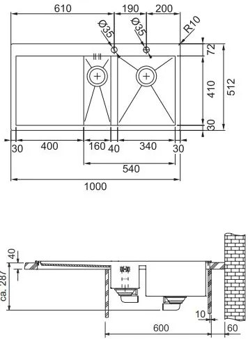 VÝPREDAJ Franke Planar PPX 251/651 TL / 7, nerezový drez ľavý 127.0203.468 POŠKODENÝ