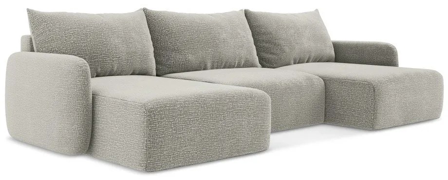 Svetlosivá rozkladacia/s úložným priestorom rohová pohovka Kalena – Makamii