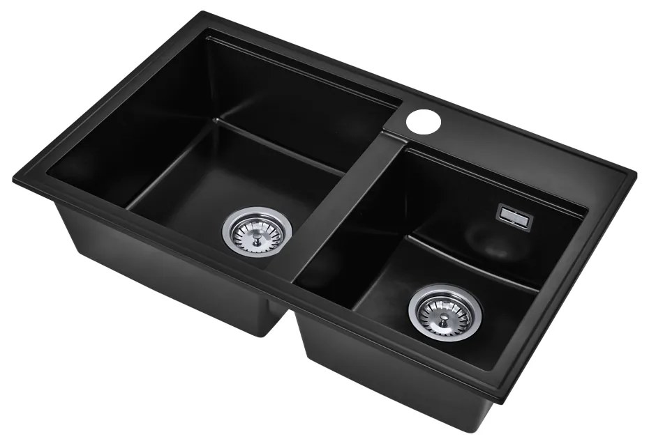 Gamma Modern 8020, 2-komorový granitový drez 795x495x210 mm, čierna, GMA-ZLE000026