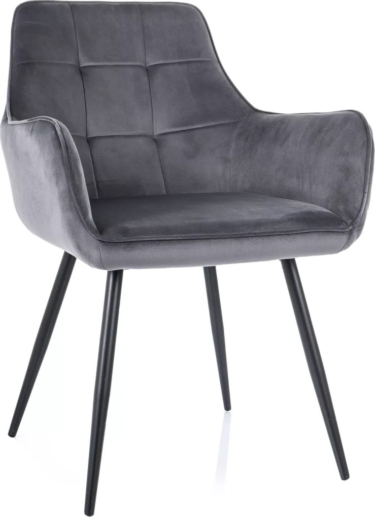 SI Citrónová zamatová stolička sivý