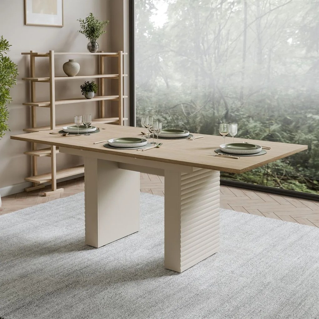 ROZKLÁDACÍ JEDÁLENSKÝ STÔL CELESTINO DUB + KAŠMÍR 140 - 180 cm