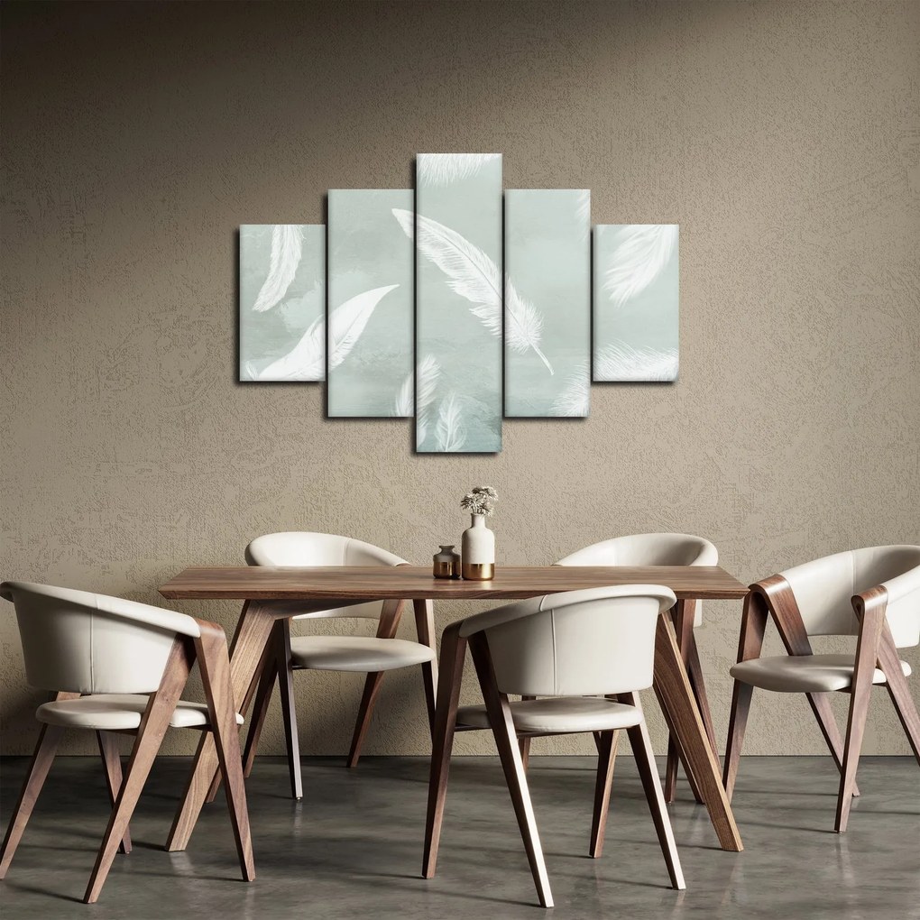 Obraz - Biele pierka (150x105 cm)