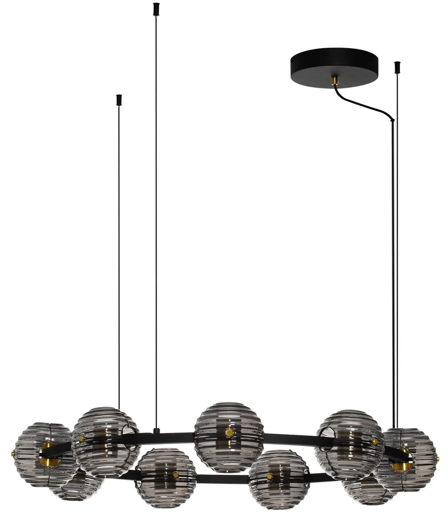 LED stmievateľný čierno-zlatý moderný luster Las 91