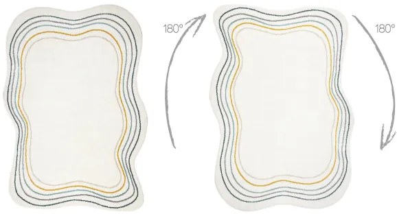 Koberec FUSION Shape 5707 biely / tmavozelený