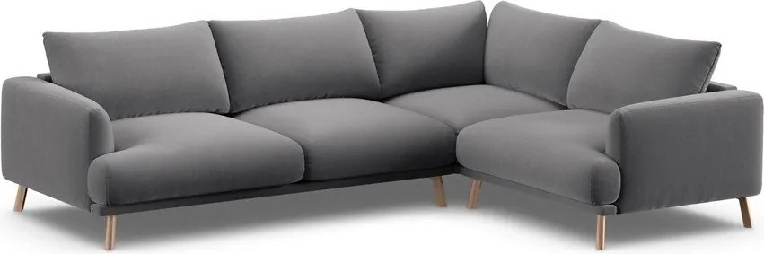 Sivá zamatová rohová pohovka (pravý roh/do L) Naomi – Micadoni