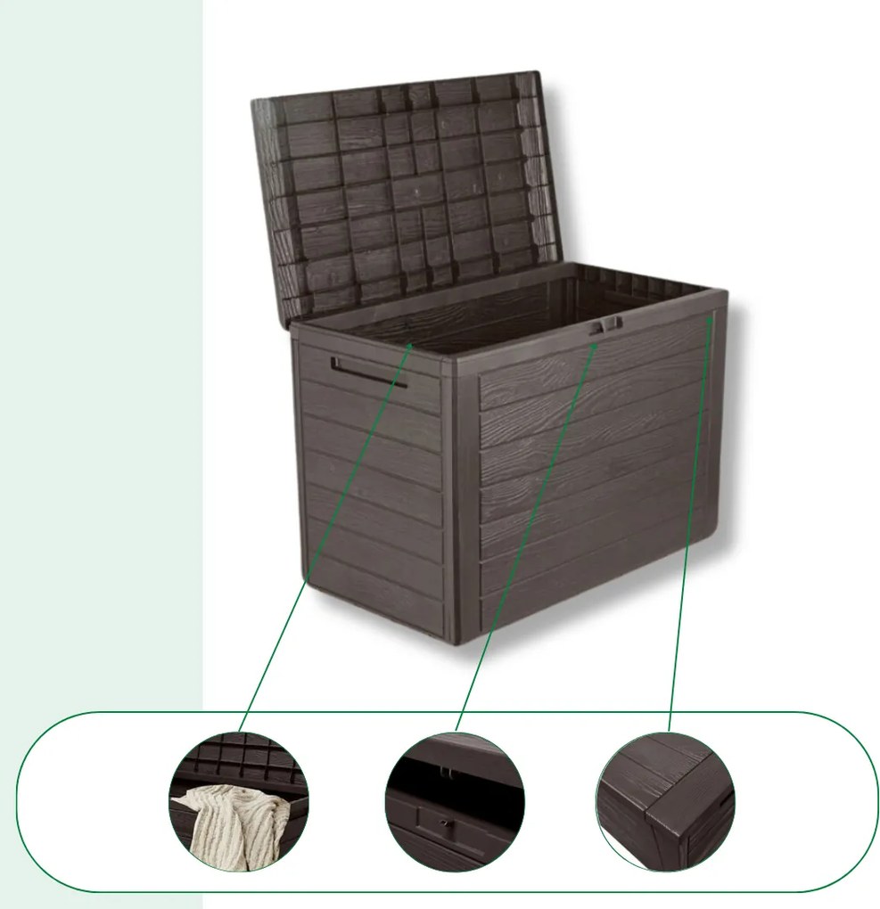 Úložný box WOODEBOX - 190L, 78x44x55cm, tmavo hnedá Prosperplast